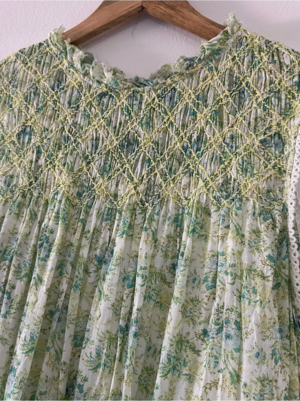 Free People S Floral Smocked Mini Dress Cottagecore Fairy Retro Prairie Coquette